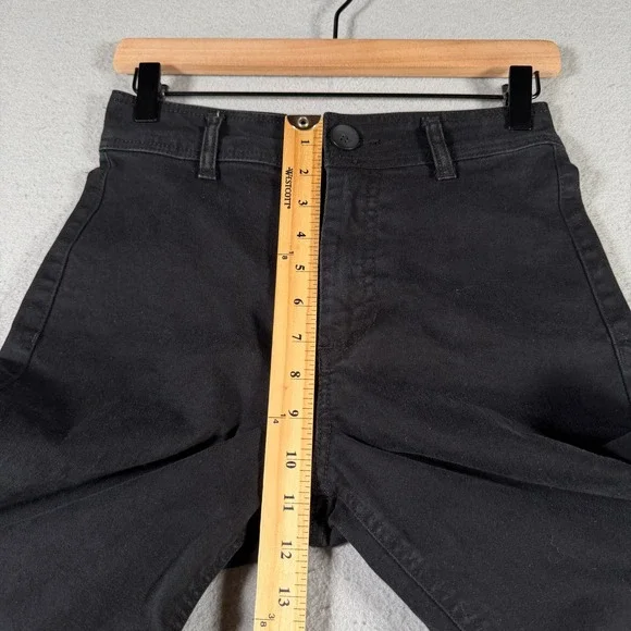 OAT New York Black High Rise Wide Leg Raw Hem Pants P0004-SJMX Size 2/26 - Picture 9 of 15